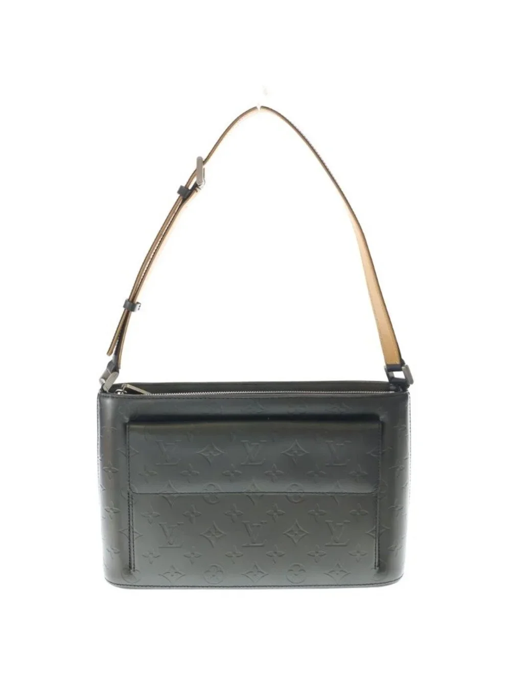Louis Vuitton Monogram Matte Alston Shoulder Bag Metallic Gray Leather Silver